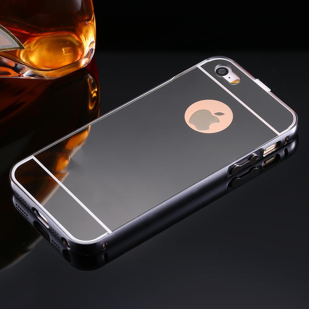Elegantni aluminijast zrcalni ovitek iPhone 5/5s - Črn-2