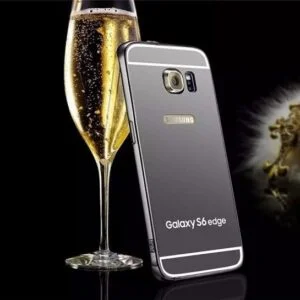 Samsung Galaxy S6 edge - Črn elegantni aluminijast zrcalni ovitek