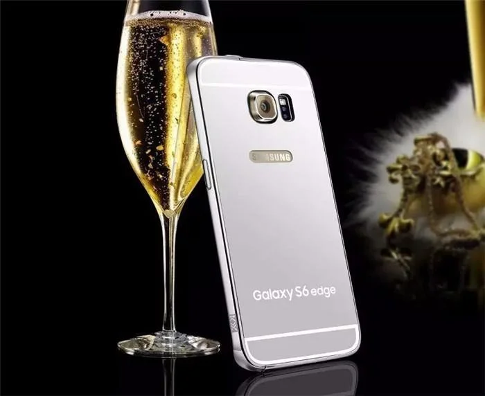 Samsung Galaxy S6 edge - Srebrn elegantni aluminijast zrcalni ovitek