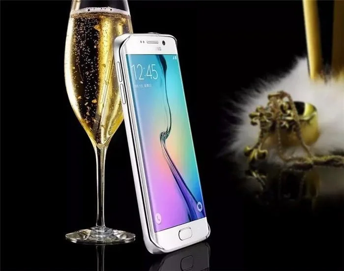 Samsung Galaxy S6 edge - Srebrn elegantni aluminijast zrcalni ovitek - slika 4